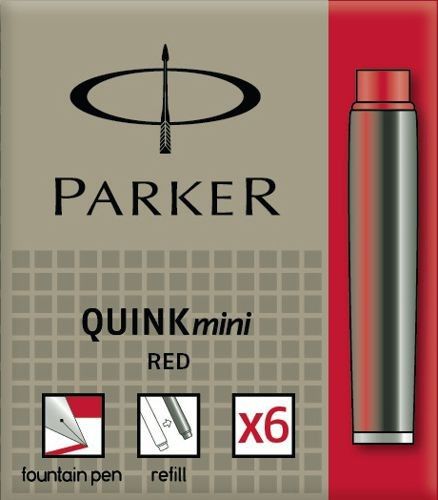 Naboje parker quink krótkie (6 szt.) - kolor czerwony