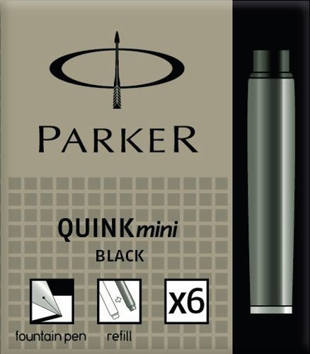Naboje parker quink krótkie (6 szt.) - kolor czarny